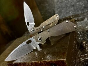 Strider SnG Antique Titanium knife magnaCut stonewash blade